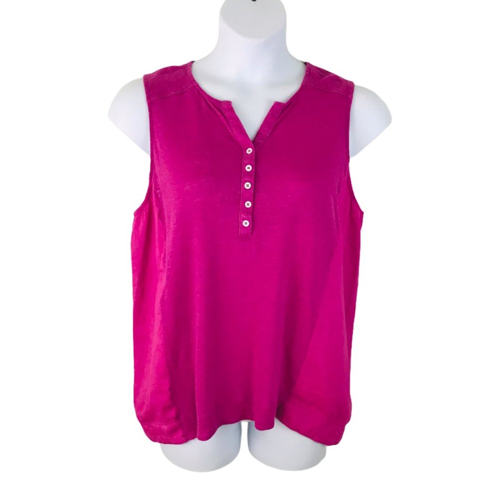 J. JILL Women's Pink Love Linen Mixed Media Top